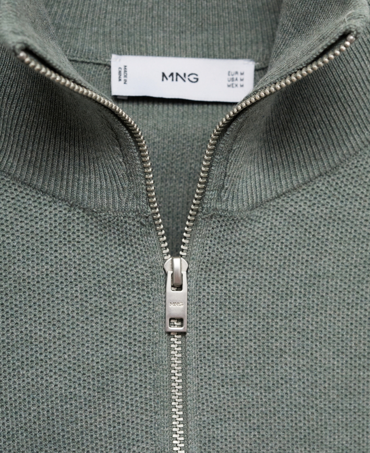 Mango Men's Zipper Collar Microstructure Sweater In Gray