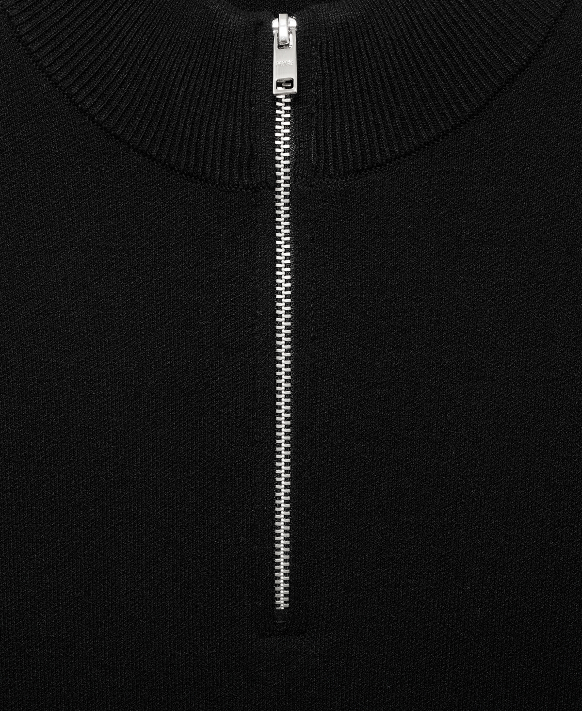 Mango Quarter Zip Sweater In Black