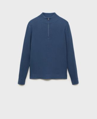 Men's Zip Neck Ribbed Sweater