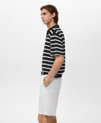 Men's Striped Braided-Knit Polo Shirt