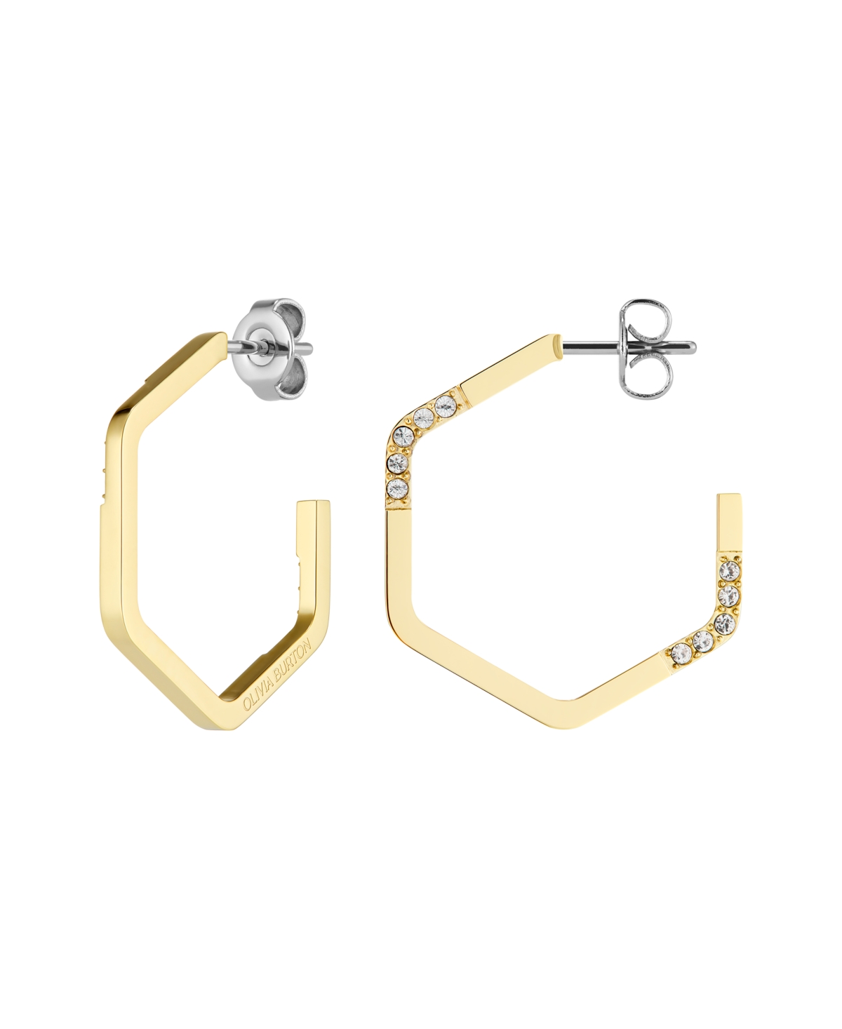 Olivia Burton Crystal Honeycomb Gold Tone Stainless Steel Earrings In Gold