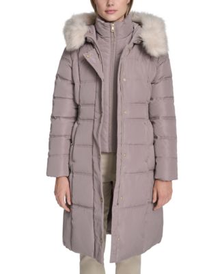 Women's Trim Hood Zip-Front Down Filled Puffer Coat