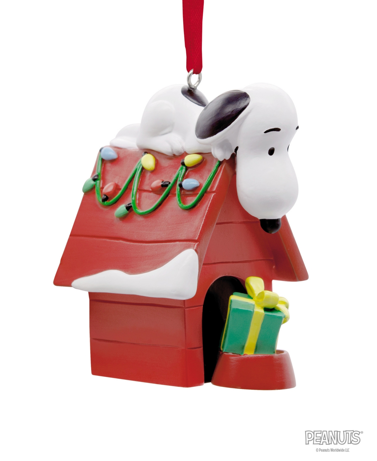 Hallmark Peanuts Snoopy On Holiday Doghouse Christmas Tree Ornament In Transparent