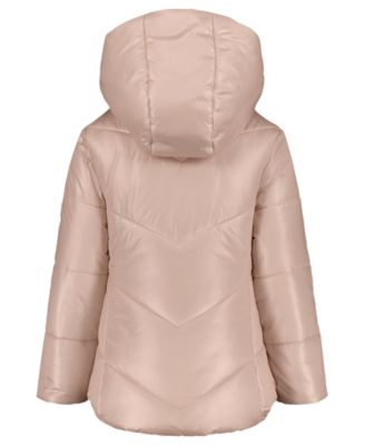 Girls' 7-16 Curved Quilt Puffer with Hood Jacket