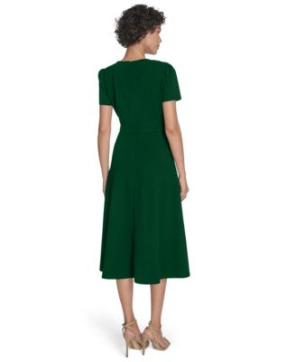 Women's Short Sleeve Ruched Midi Dress