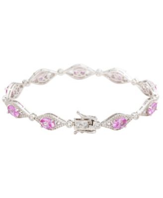 Suzy Levian Sterling Silver Oval-Cut Sapphire & Created White Sapphire Tennis Bracelet