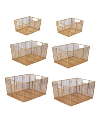 Sutton Modern Glam Handmade Wire Metal Nesting Storage Baskets, (Set of 6)