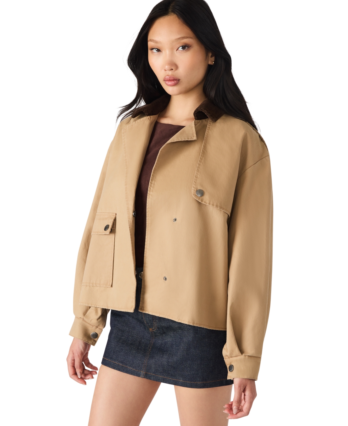 Steve Madden Luisa Trench Jacket In Brown