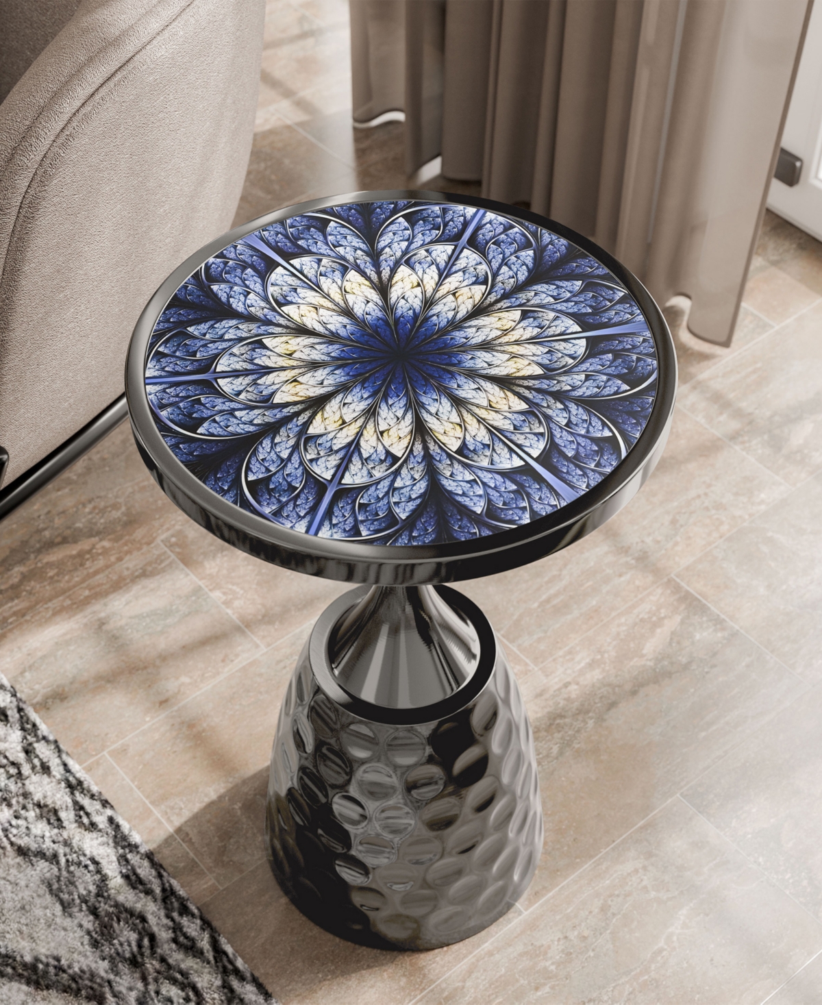 Furniture Of America Knoll 16" Metal Round End Table With Pedestal Base In Black