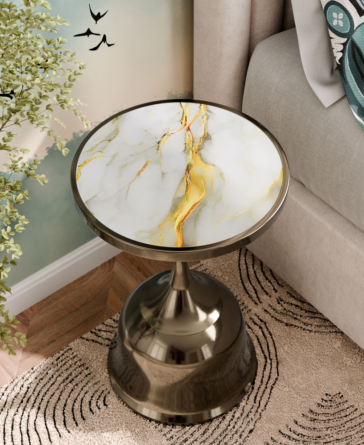 Furniture Of America Knoll 16" Metal Round End Table With Pedestal Base In Brown