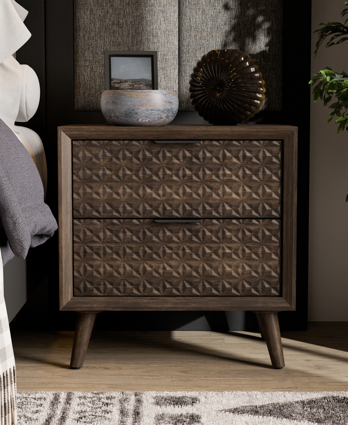 Furniture of America Orelo 24.5" Wood 2-Drawer Nightstand