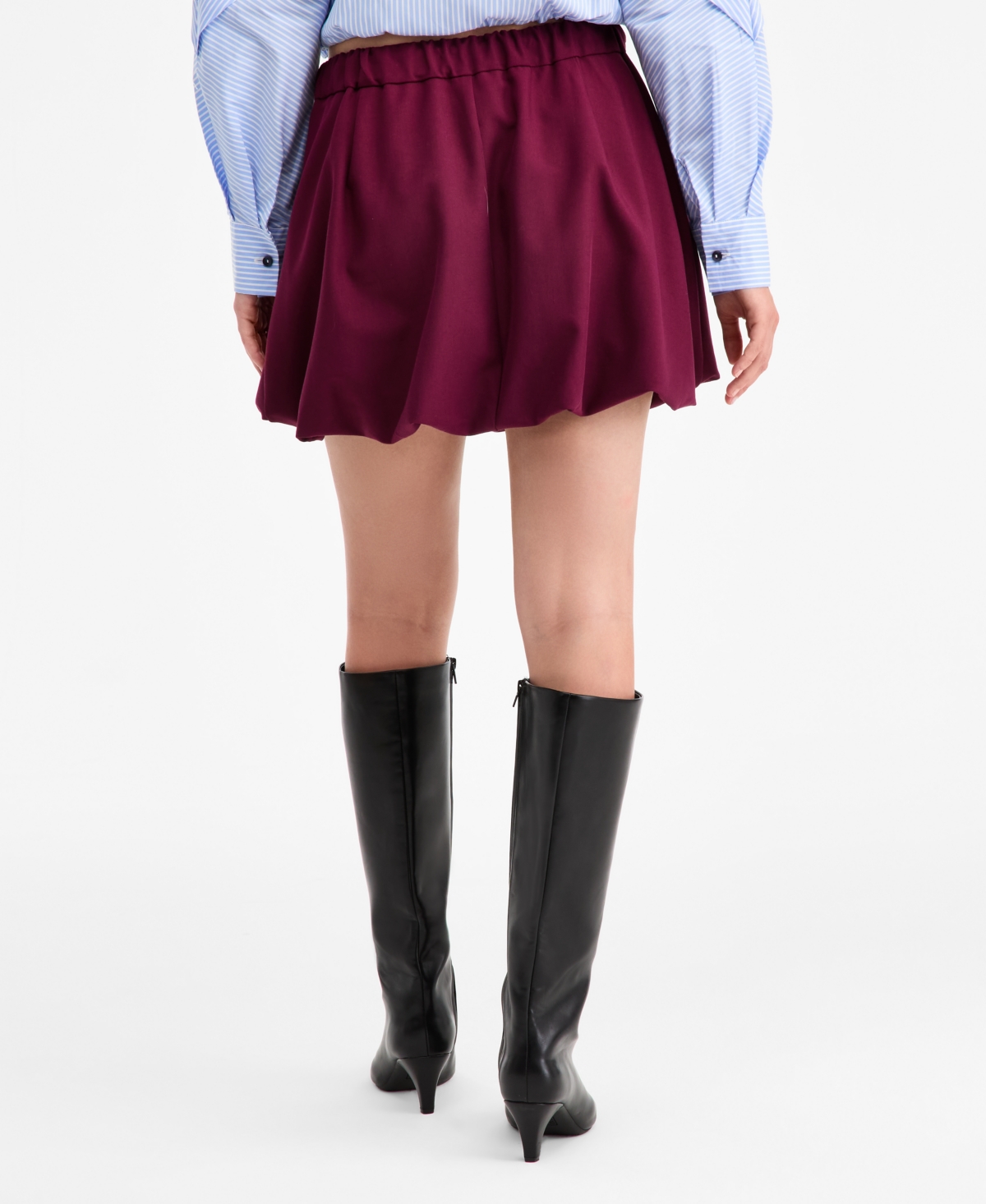 Bar Iii Women's Tie-waist Bubble-hem Mini Skirt, Macy's Exclusive In Pink
