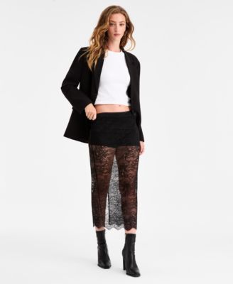Bar III - Women's Sheer Lace Midi Skirt