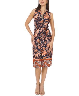 MSK - Petite Zip-Neck Sleeveless Midi Dress