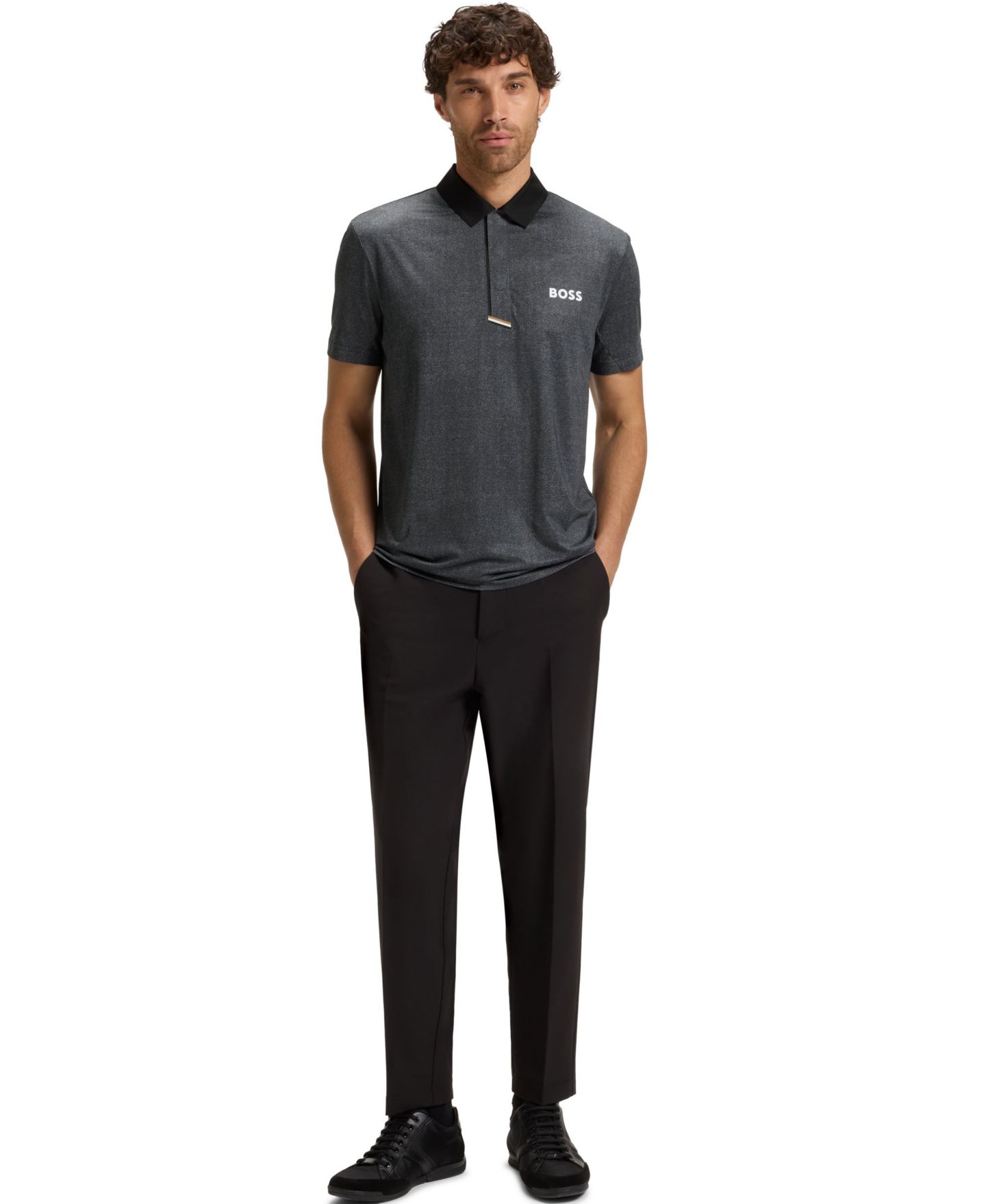 Мужское поло Hugo Boss Quick-Dry Active Paddy Polo Shirt, цвет: Чёрный — фото 3