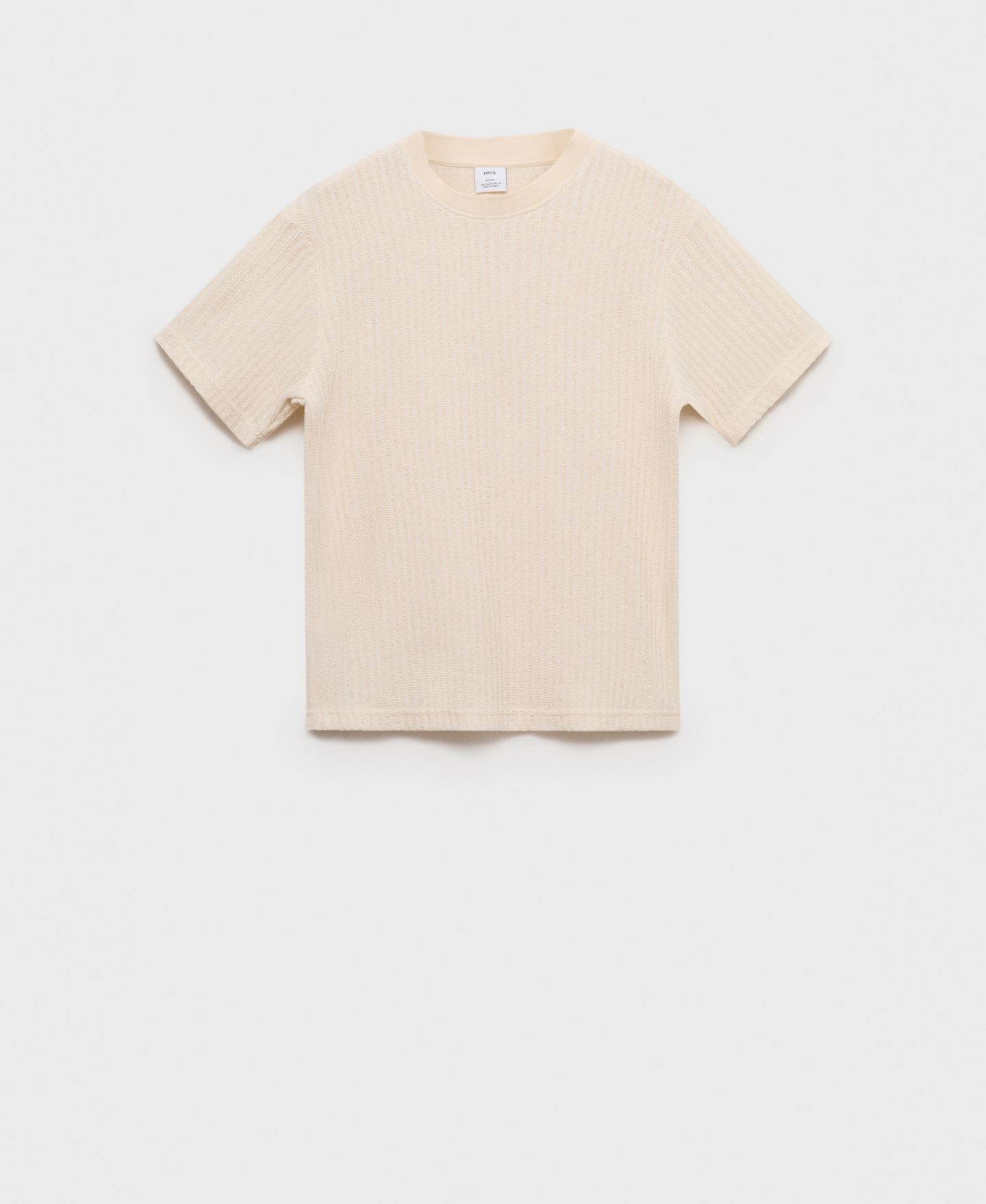 Мужская футболка Mango Ribbed Knit, цвет: Слоновая кость белый — фото 4