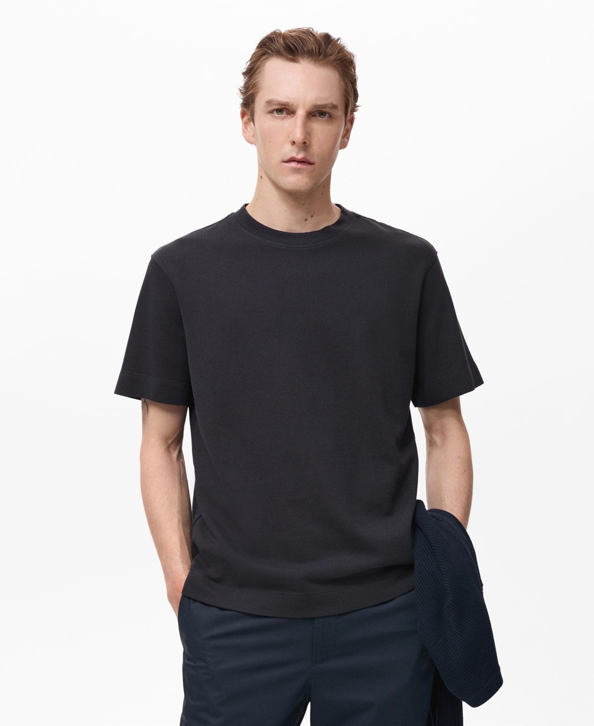 Mango Thermoregulating Performance Slim Fit Stretch T-shirt In Blue