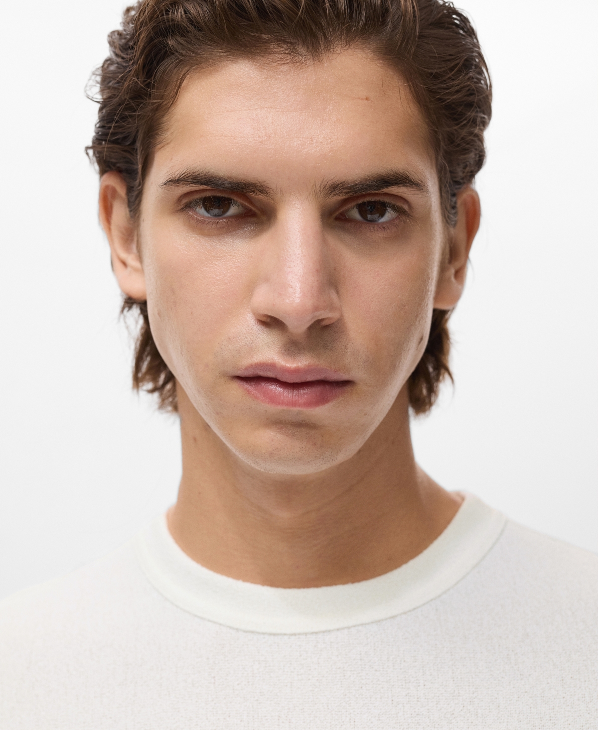 Mango Short Sleeve Cotton Crewneck Sweater In White
