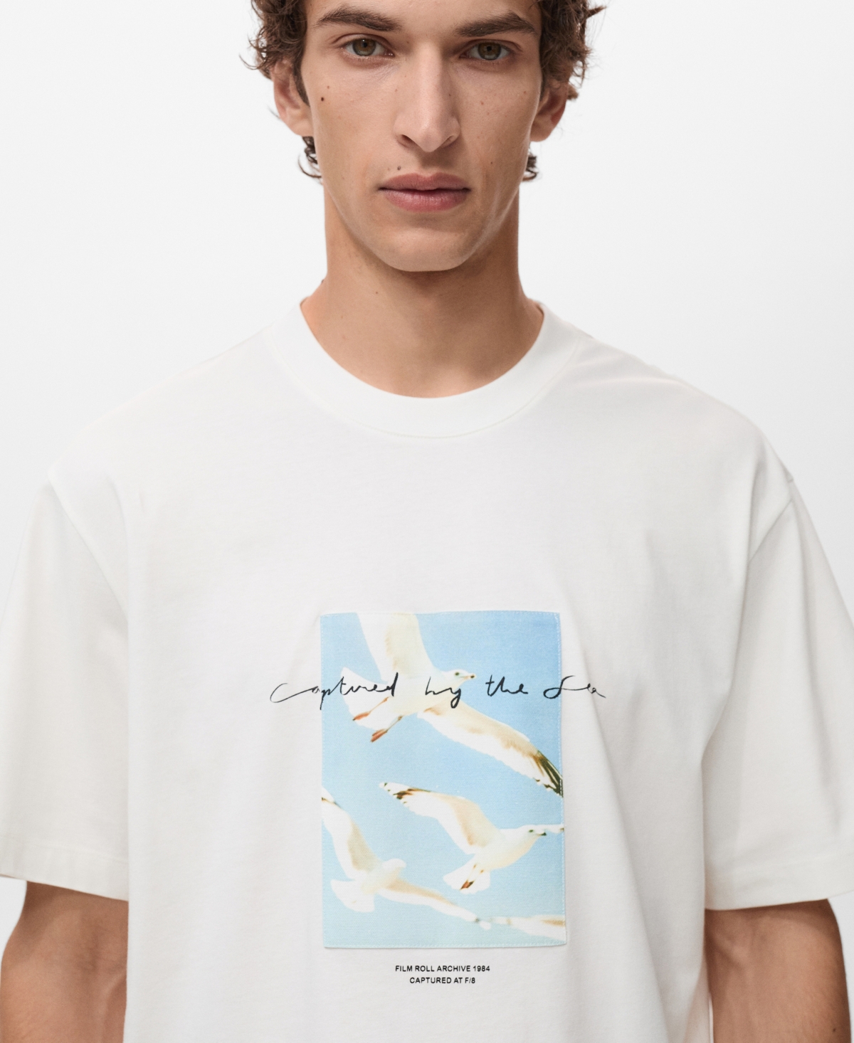 Mango Relaxed Fit Graphic T-shirt In White