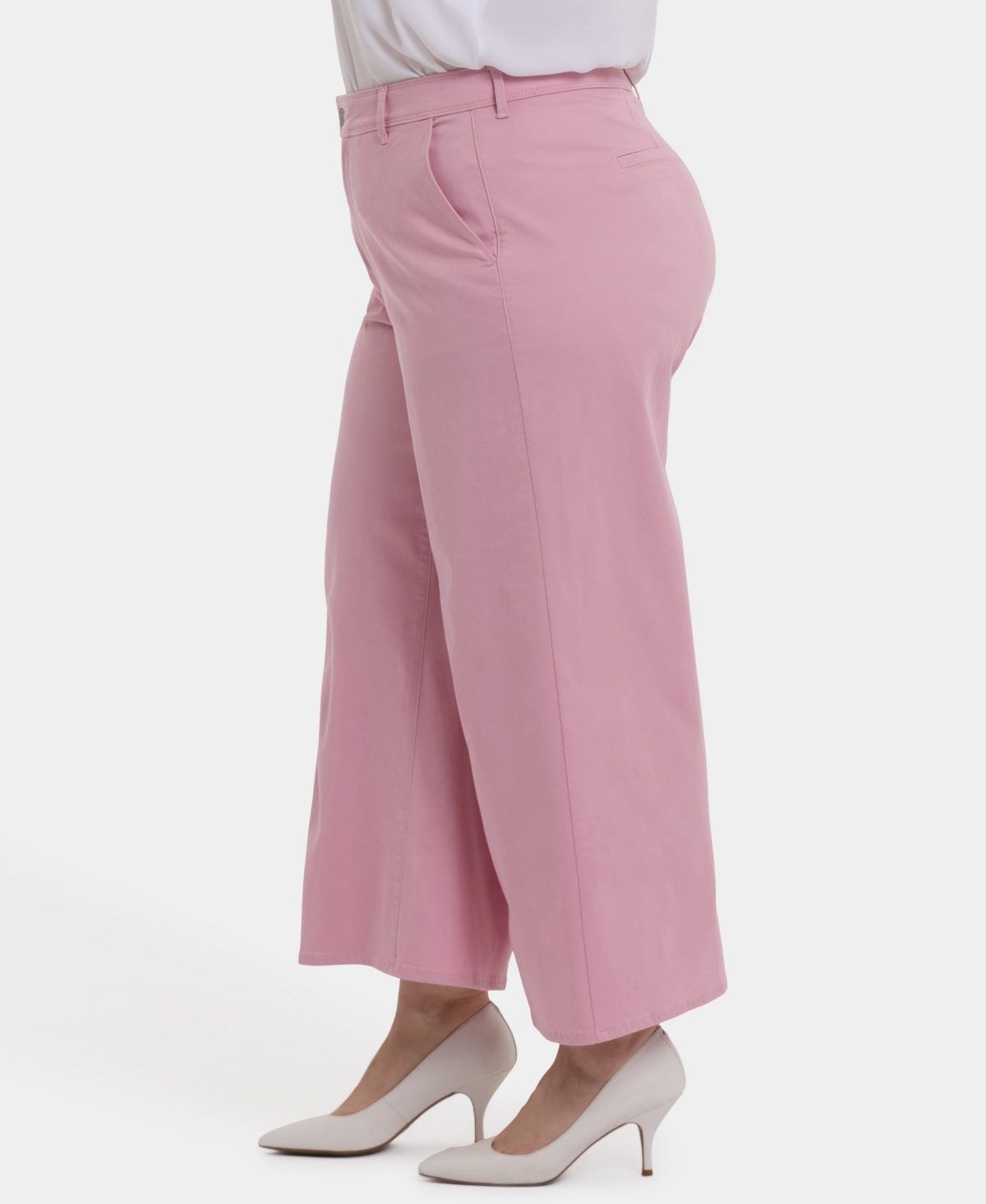 Nydj Mona High Rise Wide Leg Trouser Ankle Jeans In Boardwalk In Pink