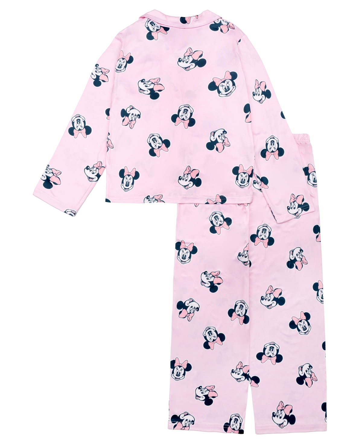Ame Big Girls Minnie Mouse Button Down Pajama Set In Pink