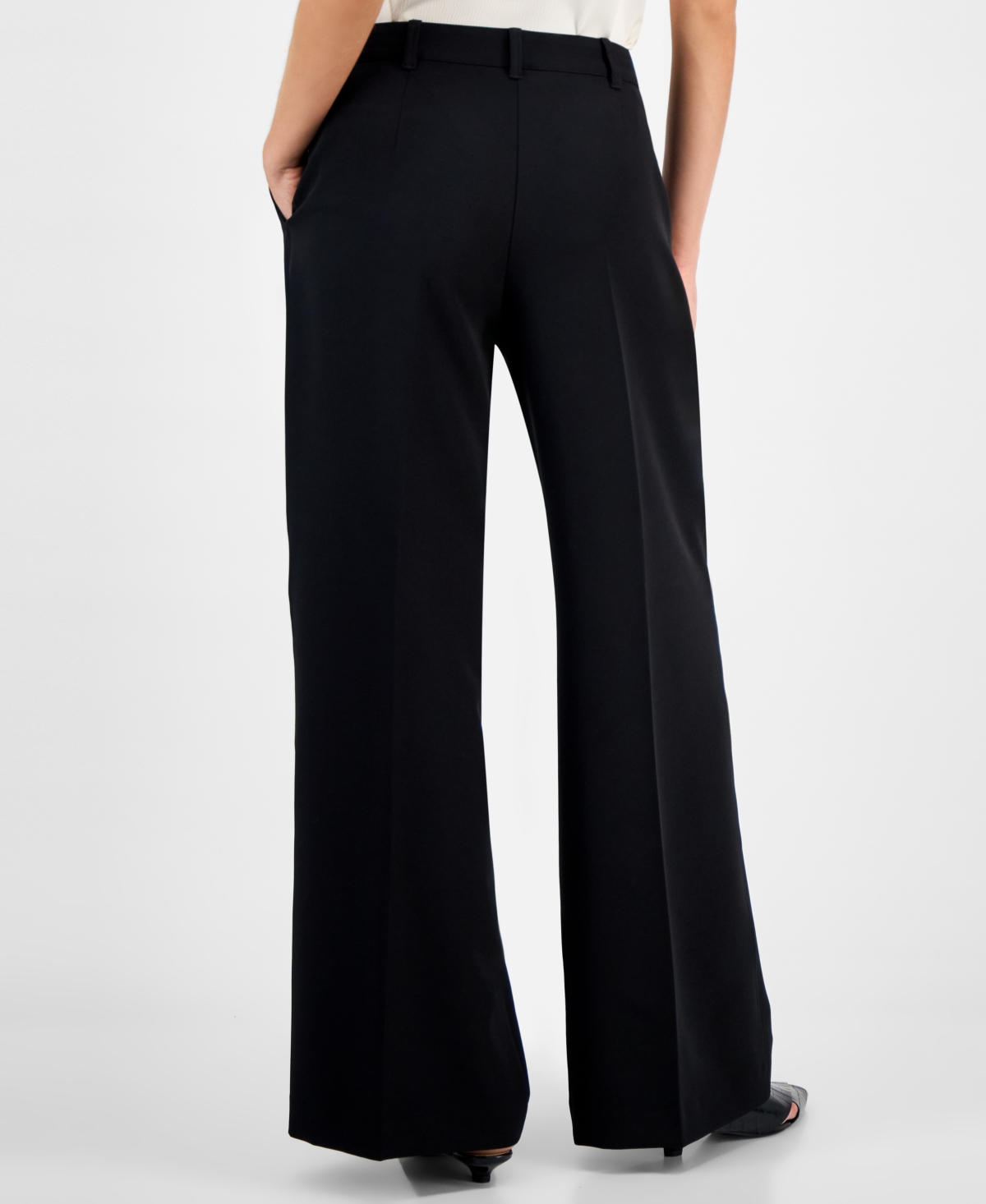 Hugo Boss Women's Pleated Wide-leg Pants In Black