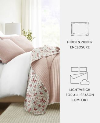 French Jacobean Reversible 3-Pc. Quilt Set, Full/Queen