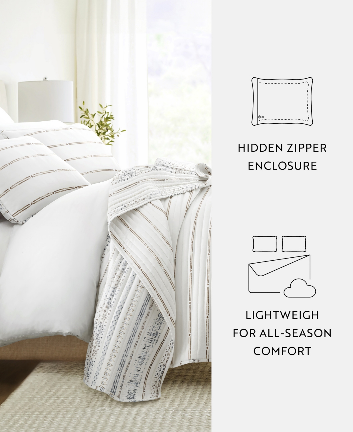 ienjoy Home Relic Stripe Reversible 3-Pc. Quilt Set