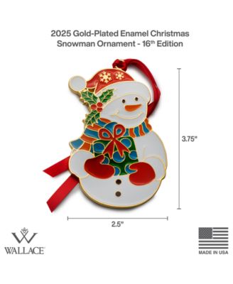 2025 Gold-Plated Enameled Snowman Ornament, 16th Edition