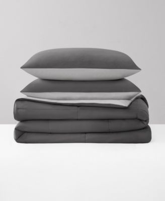 Box Stitch Reversible 3-Pc. Comforter Set, Full/Queen