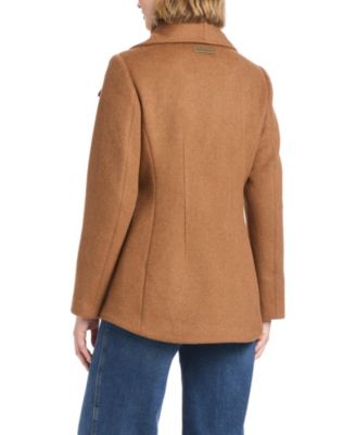 Women's Short Wool Coat With Fixed Bib
