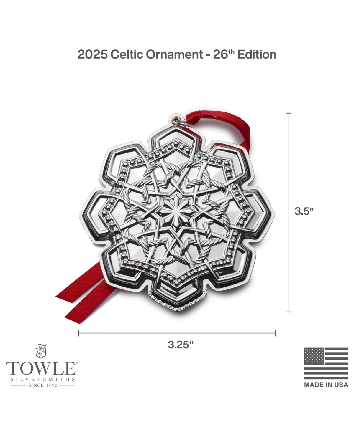 Towle 2025 Sterling Silver Celtic Ornament, 26th Edition In Silver