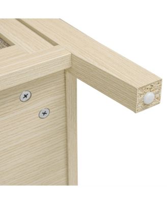 CASAINC 58.11" 4-Door Pine & Engineered Rattan Adjustable Shelves, Anti-Dumping Device, Non-Slip Pads Rattan Storage Cabinet