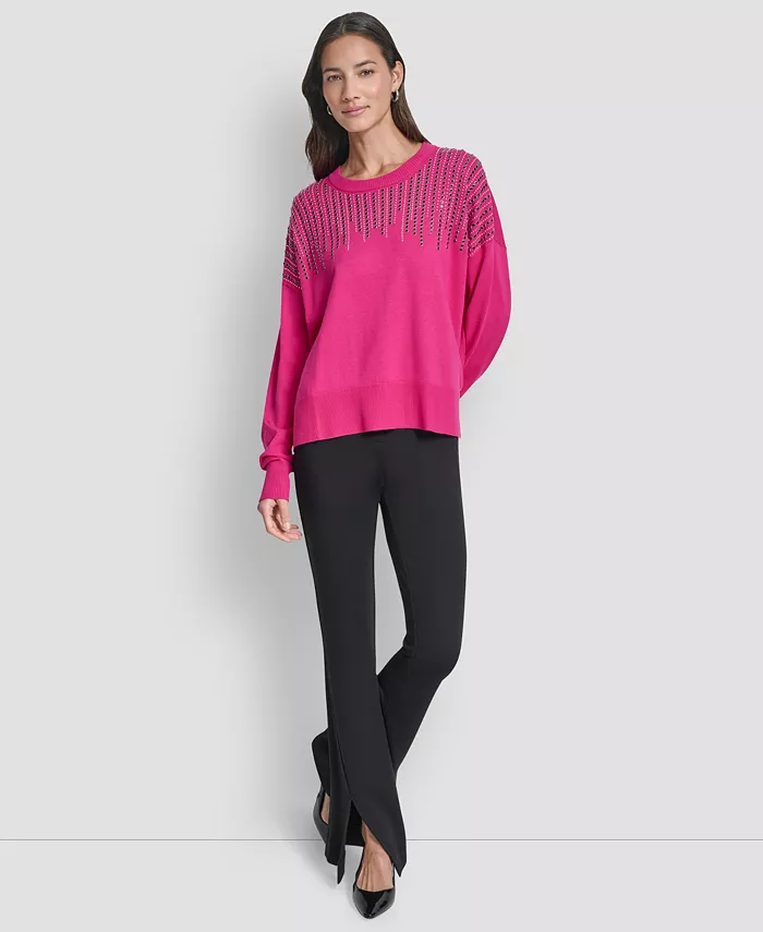 Women's Hotfix Fringe Long Sleeve Sweater - thumbnail 3