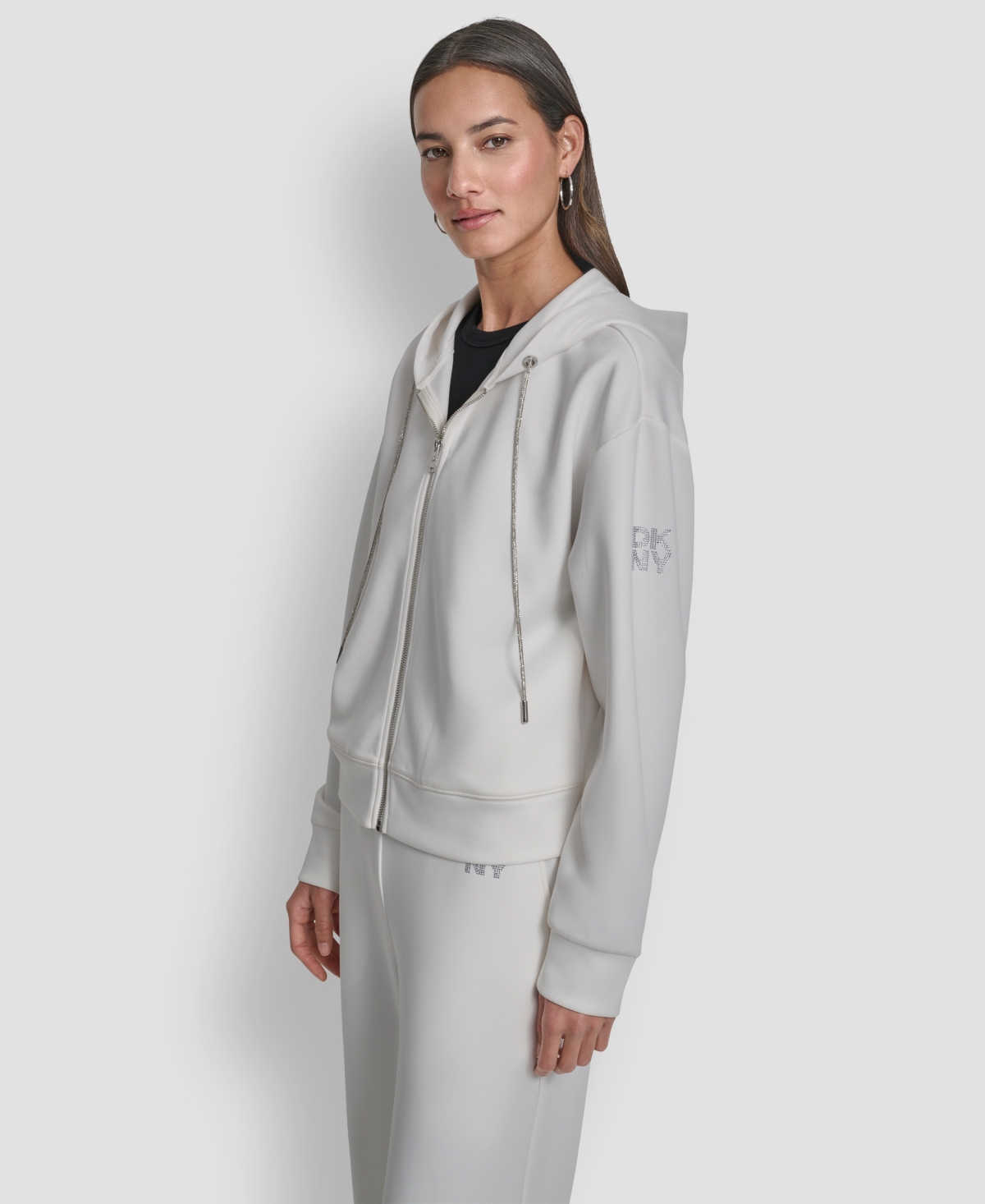 Dkny Women's Long-sleeve Scuba Zip-up Jacket In White