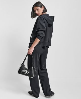 Dkny Womens Pins Patches Scuba Pants Long Sleeve Scuba Jacket In Black