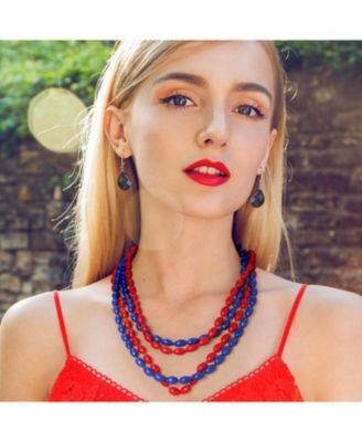 Classic Briolette Lapis Lazuli & Amethyst Teardrop Dangle Earrings in Sterling Silver