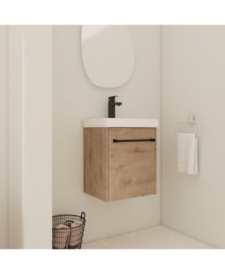 18 Inch Floating Bathroom Vanity with Ceramic Sink and Soft-Close Cabinet Door