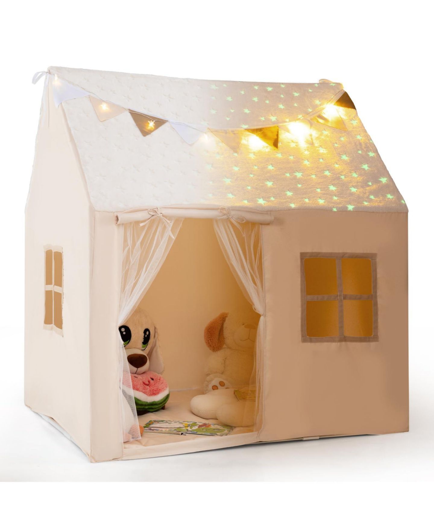 Детская игрушка Mecale Glow-in-the-Dark Play Tent with Lights and Mat, Ages 3+, цвет: Тёмный бежевый — фото 1