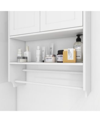 Bathroom Wall Cabinet with Doors, Adjustable Shelf, Towel Bar, and Paper Holder