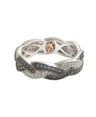 Suzy Levian Sterling Silver Cubic Zirconia Crossover Eternity Band