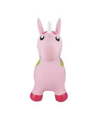 Inflatable Bouncy Ride-On Hopper W/ Pump - Pink Unicorn
