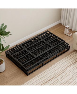 Black Metal 48 in. Heavy Duty Dog Crate with Wheels, Folding Big Dog Cage with a pointed roof and Removable Tray