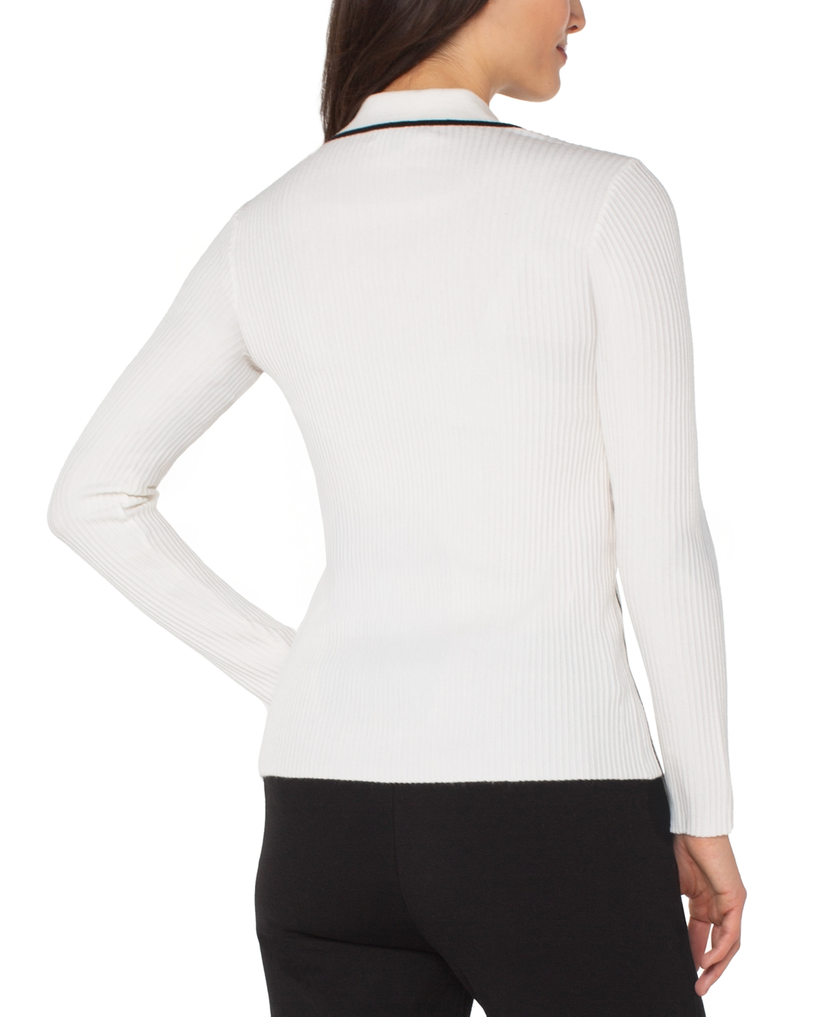 Liverpool Los Angeles Ottoman Rib V-neck Sweater In Gray