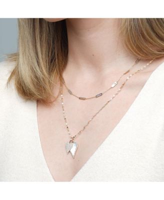 Mother of Pearl Bar Chain Necklace 14K Gold