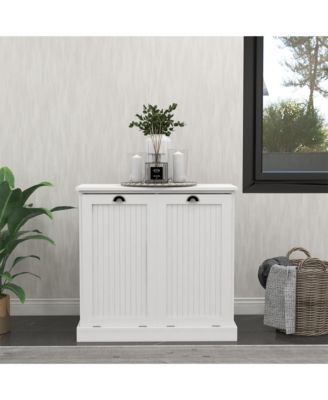 Two-Compartment Tilt-Out Laundry Sorter Cabinet with Hidden Storage