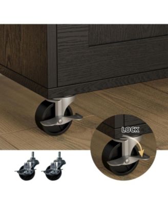 Rolling Kitchen Island with Drop Leaf, Storage Cabinet, Drawer, Black