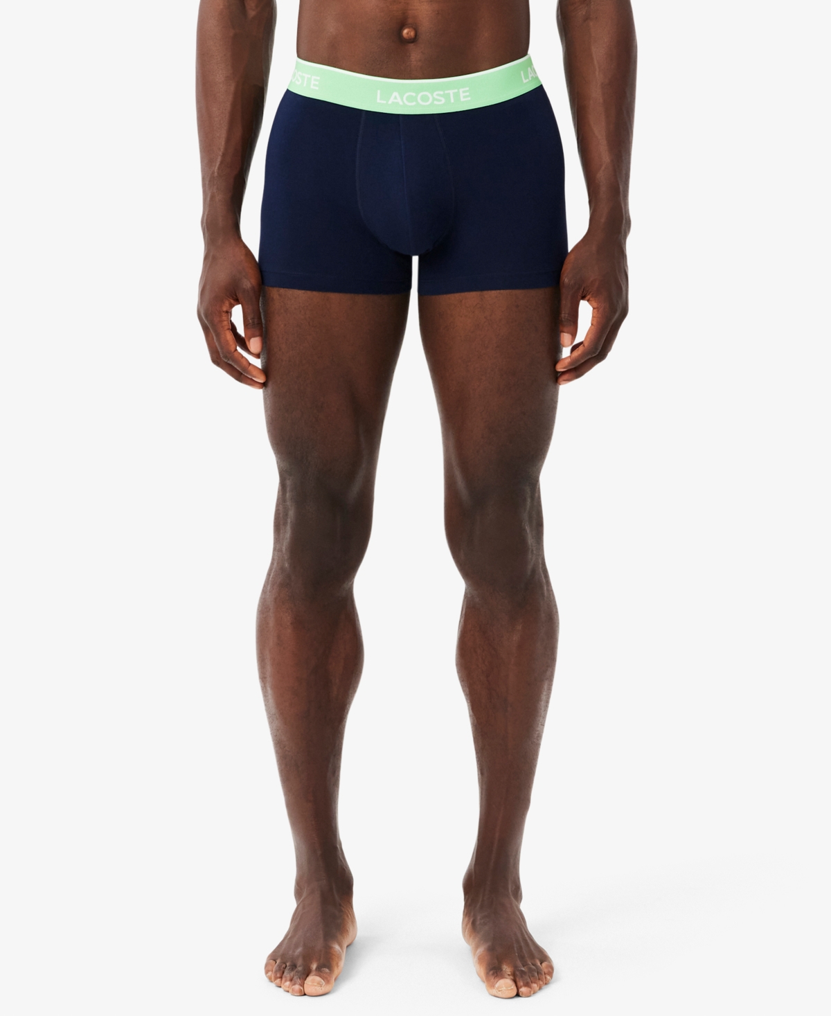 Lacoste Men's 3-pack Regular-fit Logo Waistband Trunk Underwear In Blue