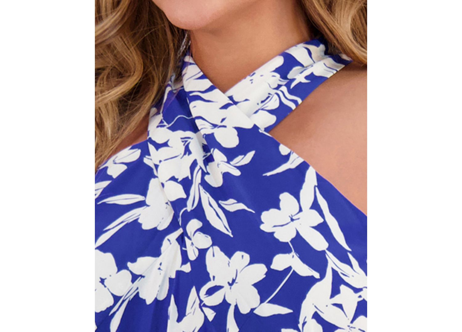 Plus Size Crisscross Halter Belted Jumpsuit