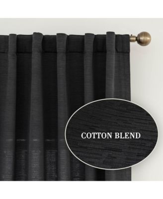 Cotton Blend Light Filtering Back Tab Curtains (2 Panels), 52"x108"